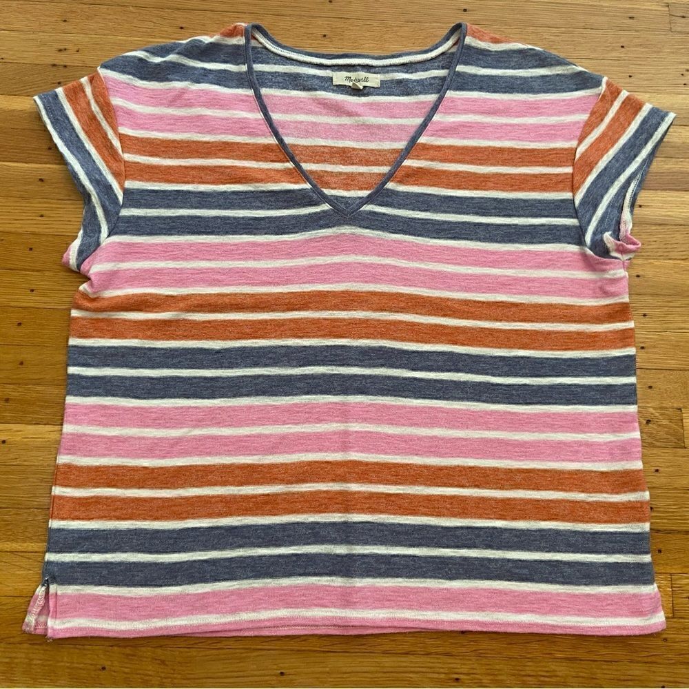 Madewell Skyline V-neck Tee in Elliott Stripe